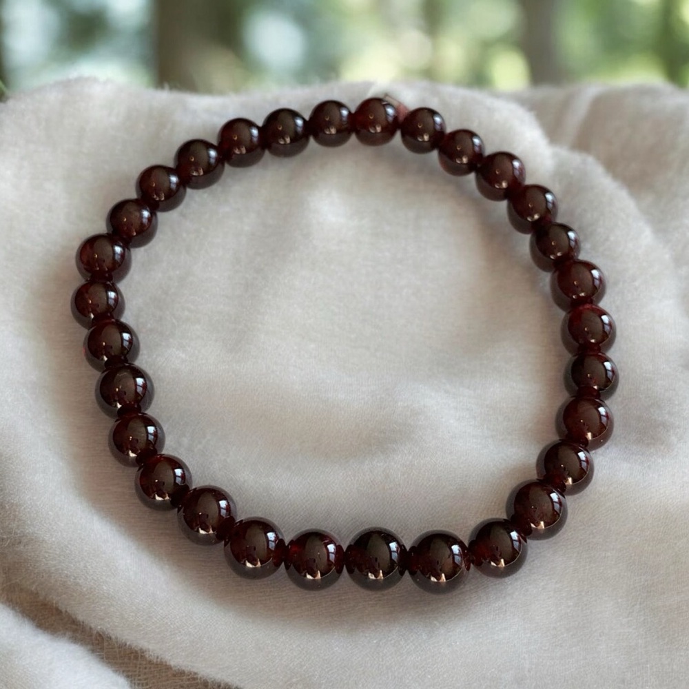 Genuine Garnet Beaded Bracelet
